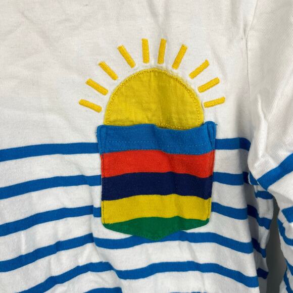 Mini Boden Long Sleeve Breton T-Shirt Ivory/Moroccan Blue Weather 6-7 - Picture 2 of 6